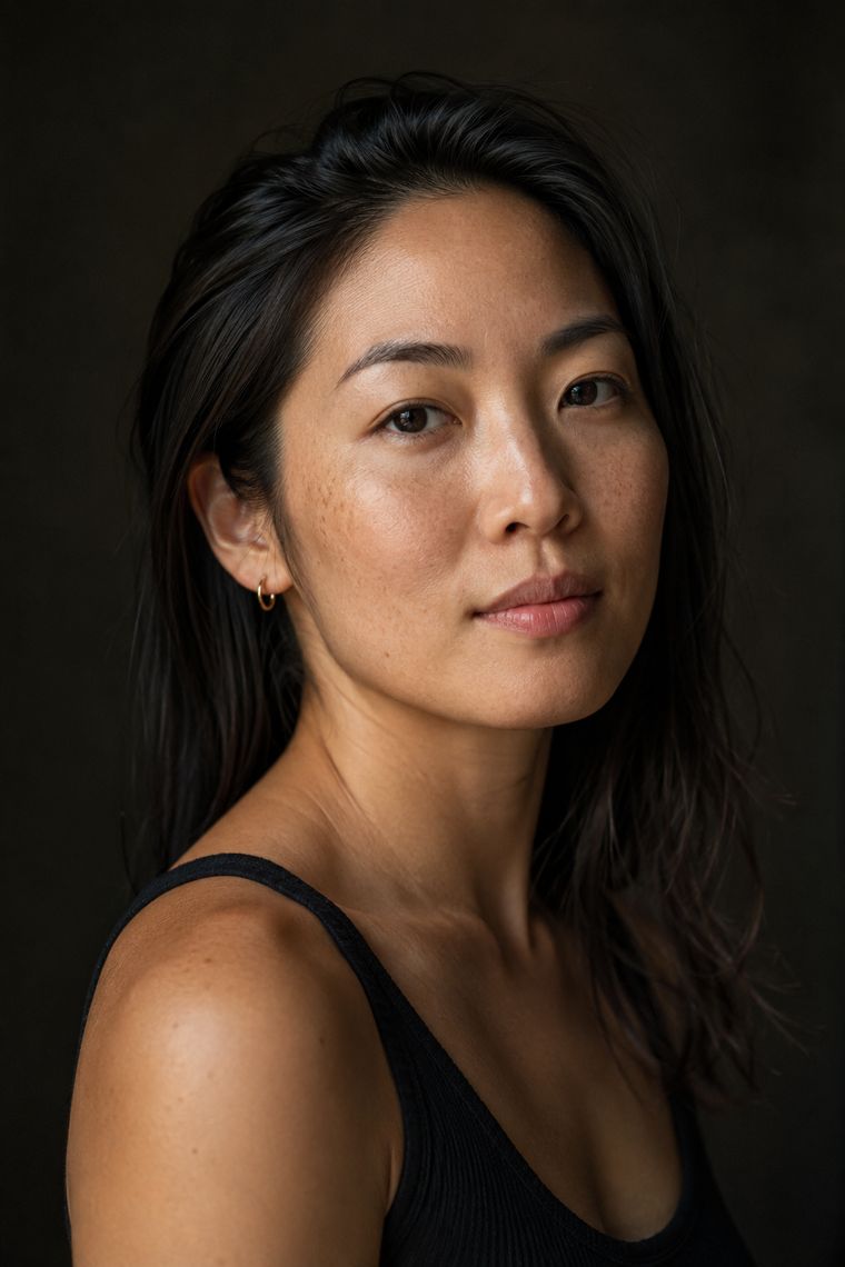 Documentary portrait, olive skin, natural light